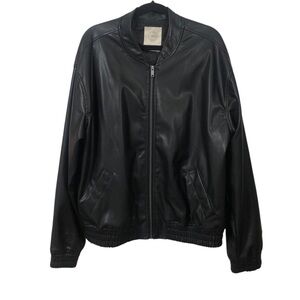 NWT Black Faux Leather Women’s Bomber Jacket by STOOSH size XL zip up moto NWT